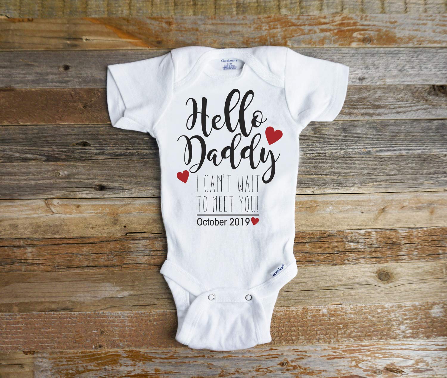 Daddy Reveal Husband Reveal Onesie Hello Daddy Cant Wait To Meet