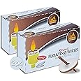 Ner Mitzvah Round Floating Wicks – 100 Count (Approx.), Cotton Wicks and Cork Disc Holders for Oil Cups - Bonus Wick Removal Tweezers