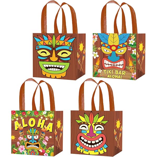 32 Stück Hawaii-Papiertüten Mit Griffen – Bunt Bedruckt, Ideal Für Luau-Partys, Aloha-Feste & Geschenke