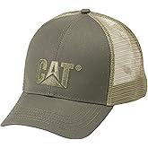 CAT Mens Raised Logo Hats with Embroidered Front and Contrast Mesh Back with Plastic Snapback Closure