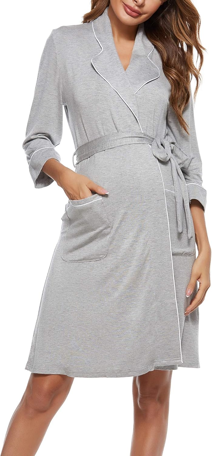 Molliya Maternity Nursing Robe Women Printed Pregnancy Hospital Delivery Pockets Bathrobe at  Women’s Clothing store