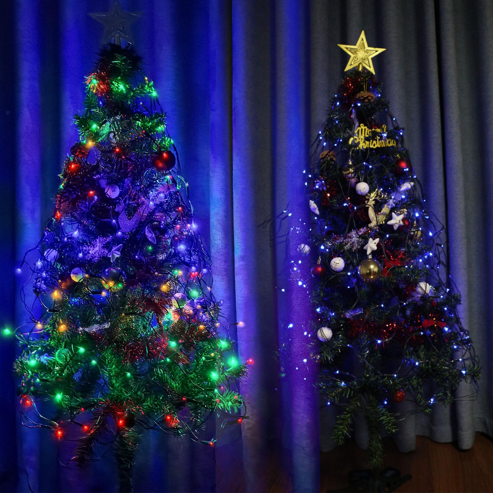 Photo 1 of 2 PACK Battery Net Lights - Outdoor Waterproof Garden Light, 200 LED Tree String Light with 8 Modes, Mesh Curtain Lights for Garden Patio Yard Christmas Party Tree and Holiday Decor( Multi Color)