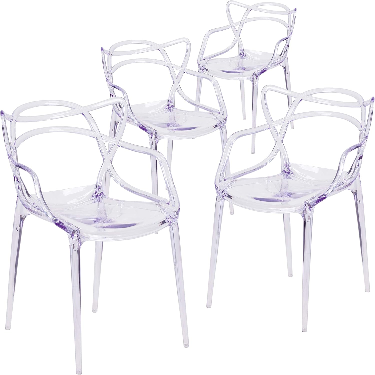Flash Furniture 4 Pack Nesting Series Transparent Stacking Side Chair: Furniture & Decor
