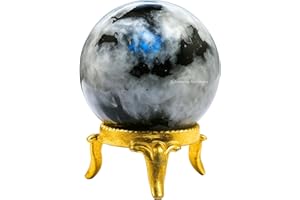 Amazing Gemstone Rainbow Moonstone Crystal Ball with Stand - 2 Inches Crystal Sphere Meditation Balls for Witchcraft and Decorative Balls