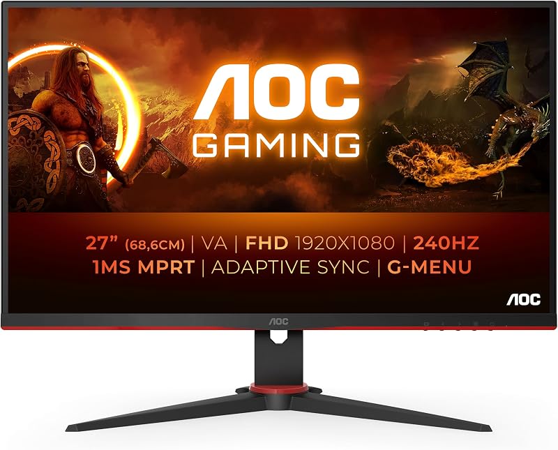27G2ZNE/BK 27 zoll FHD Gaming Monitor, 240Hz, VA Panel, 4ms GtG, , FreeSync Premium, (1920x1080 HDMI 2x 2.0 DP 1x 1.4)Schwarz/Rot
