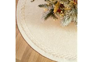 NOICLUB 36 Inch White Knitted Christmas Tree Skirt: Small Thick Cable Knit Round Cream Tree Skirt for 4-6FT Tree Rustic Neutral Farmhouse Christmas Tree Decorations Tree Base Cover