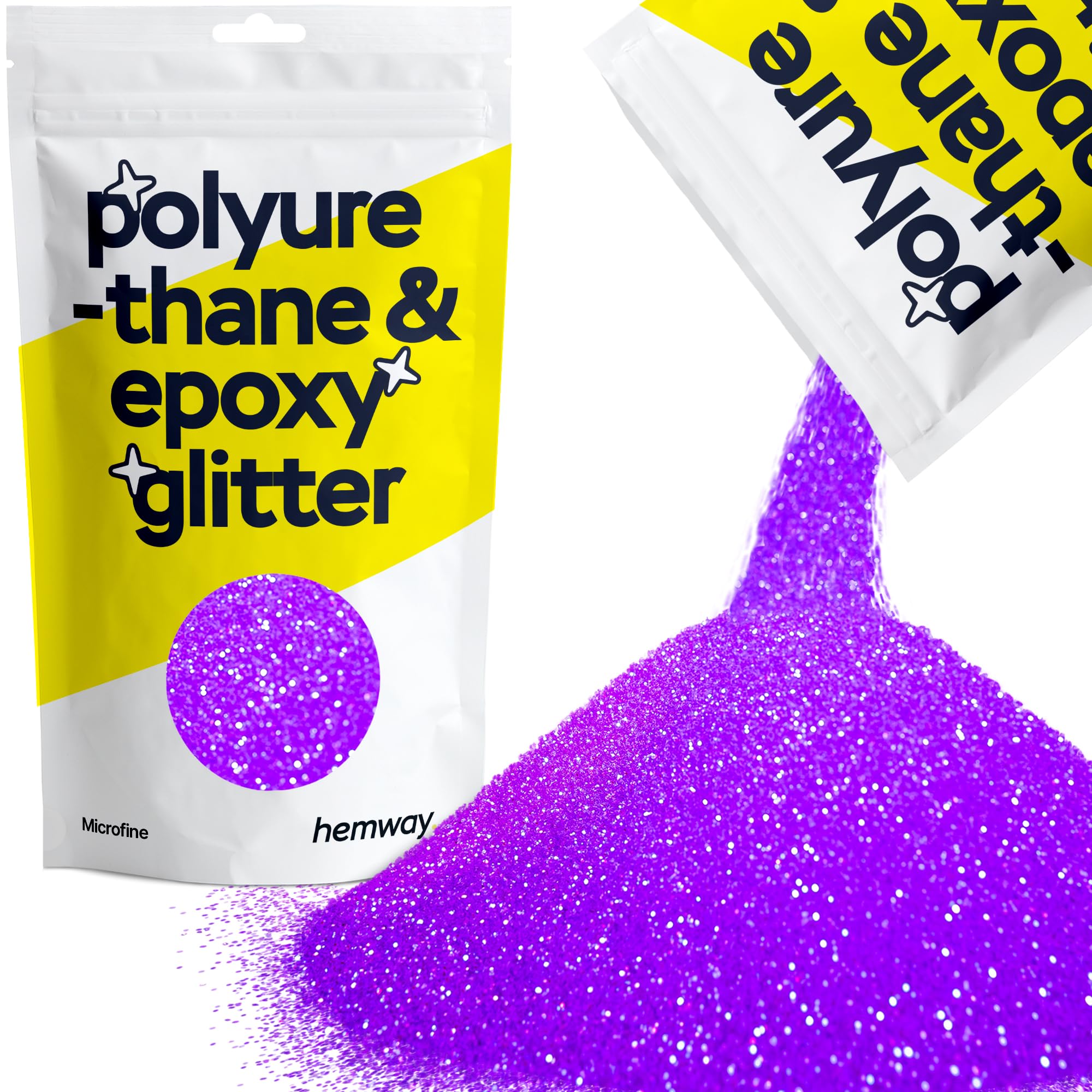 Hemway Resin Glitter Fluorescent Purple 100g Microfine | Polyurethane & Epoxy Glitter for Resin Crafts, Tumblers, Coasters, Floor & Table Art