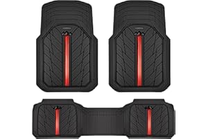 CAR PASS Rubber Floor Mats for Cars, Car Mats Full Sets DeepDish,Universal S~L Size Trim-to Fit Automotive Floor Mat for Truc