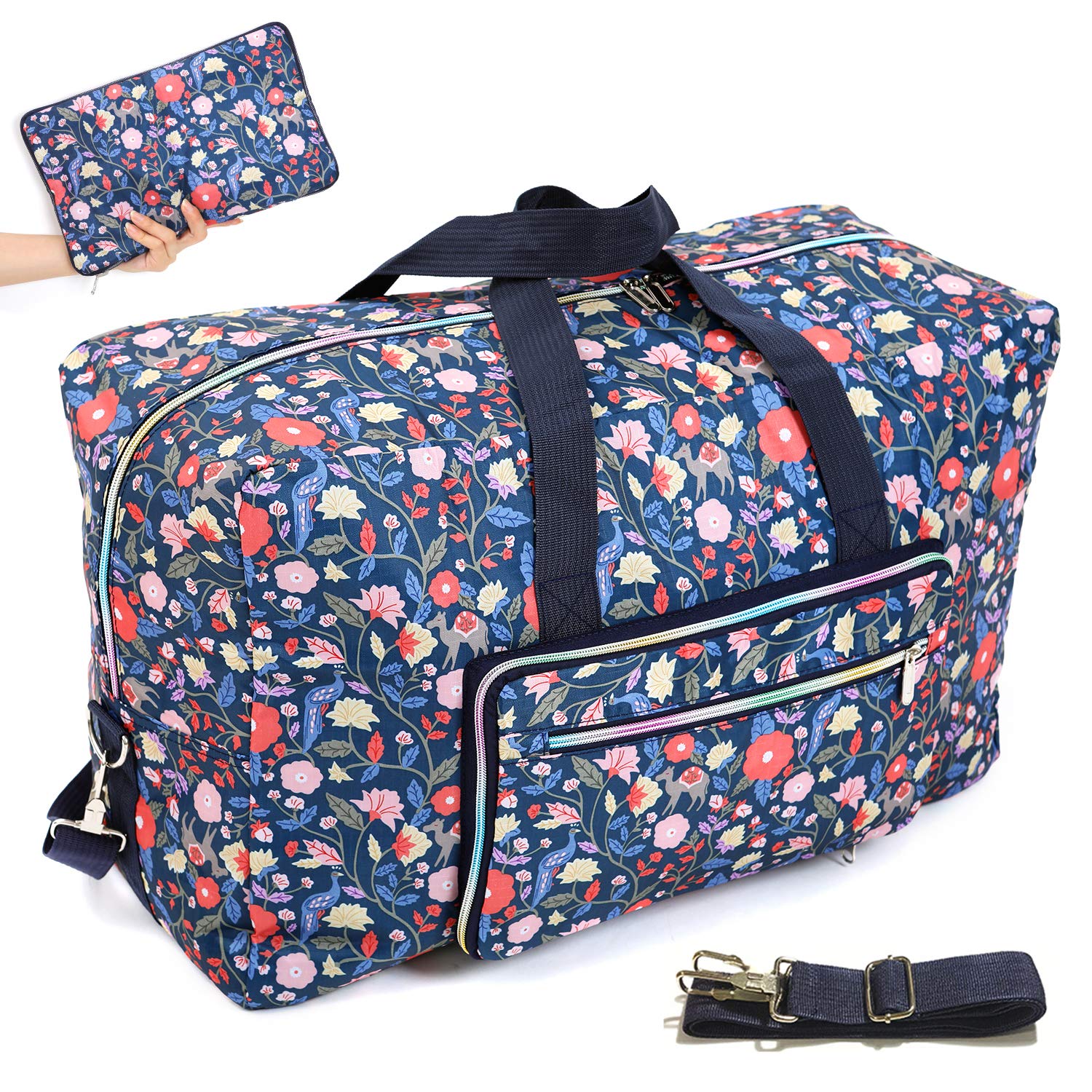 22" Foldable Large Travel Duffel Duffle Bag Overnight Carryon Weekend Bag Shoulder Bag Water Rresistant 8 Color Choices - Blue - One Size