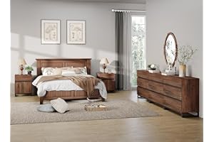 WAMPAT Dresser and Nightstand Set of 3, 94.5 Inches Dresser with 6 Drawers, 2 Nightstand with Drawer and Cabinet for Bedroom, Bedroom Furniture Set, Brown