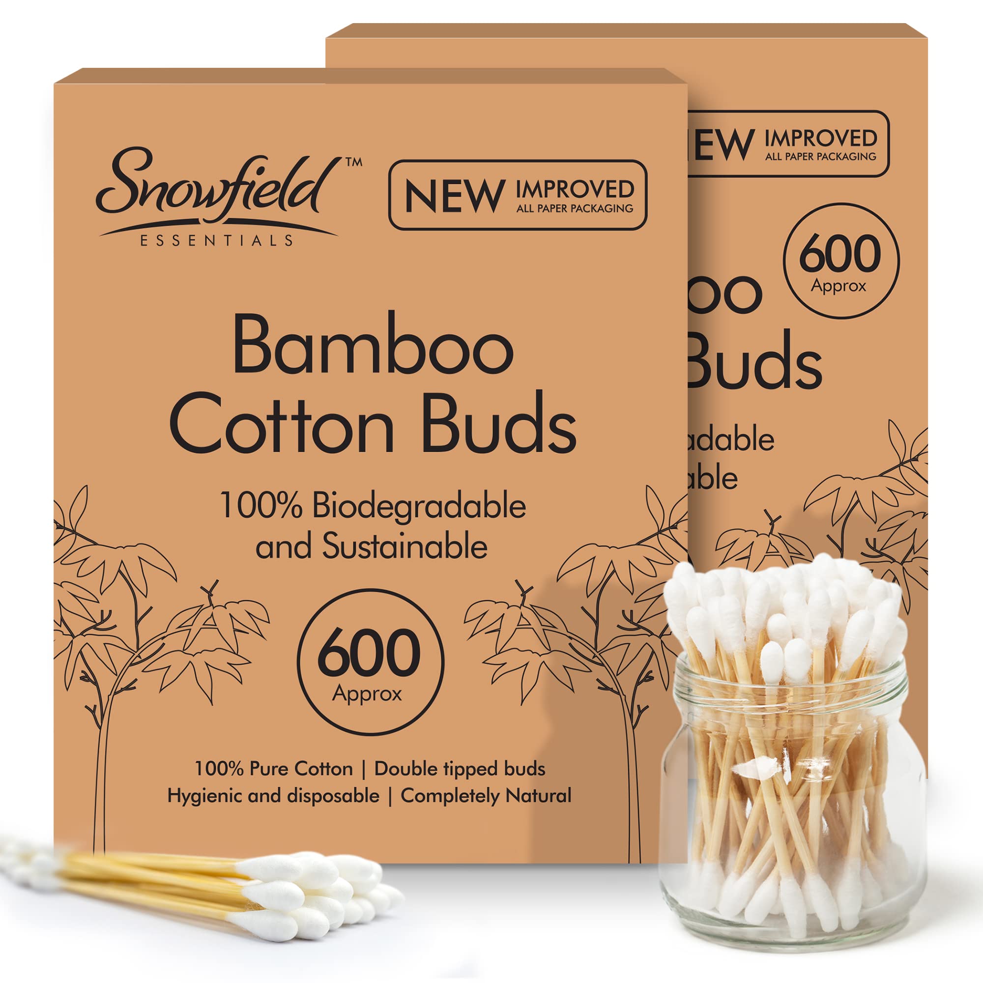 1,200pcs Bamboo Cotton Buds for Ear Cleaning - Multipurpose Wool Bud for Makeup Application - Bamboo Handle Cotton Swabs for Baby Care, Craft Use, Personal Hygiene, Precision Cleaning 7.25cm Sticks
