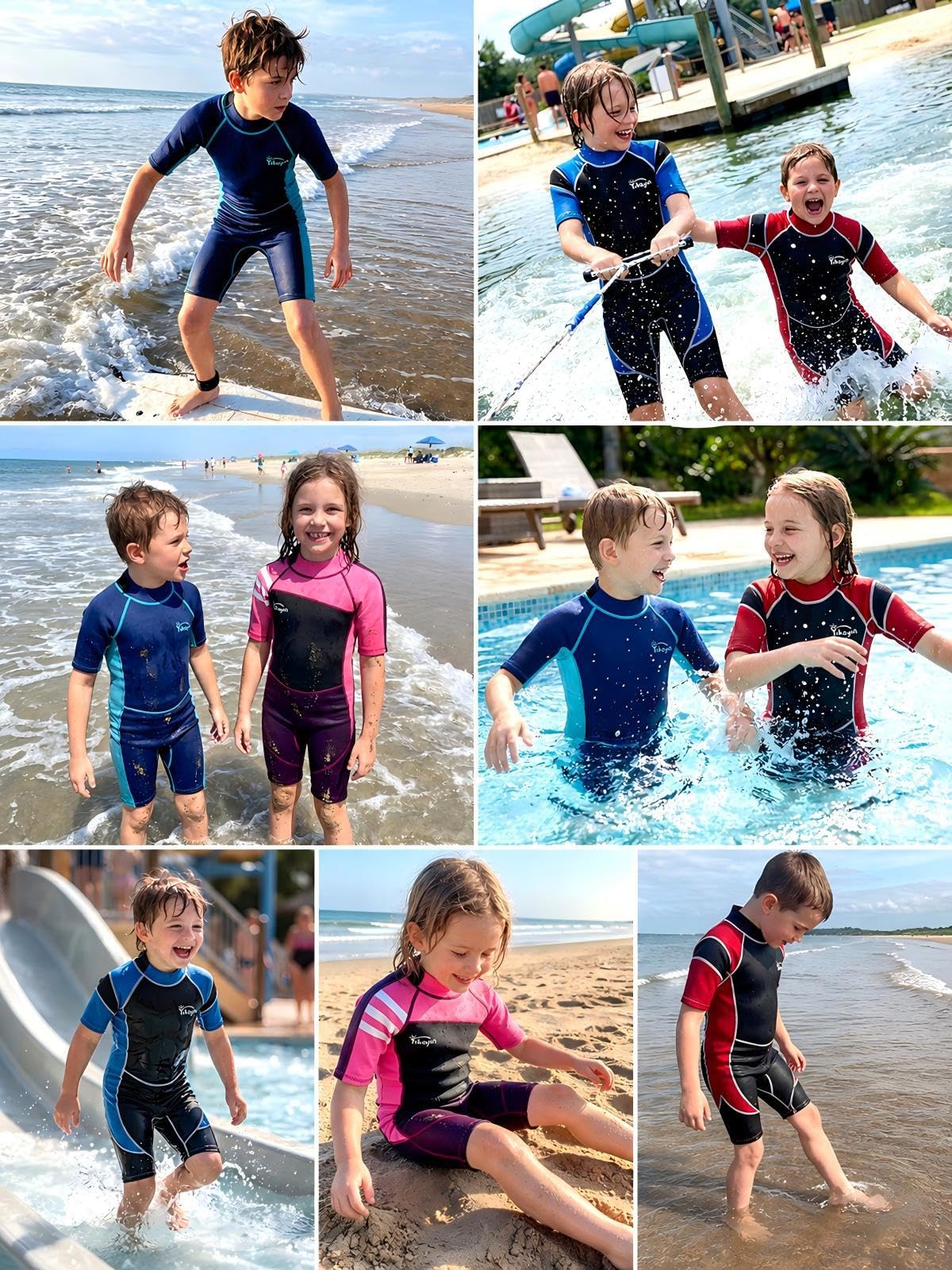 Condition photo showing New/Like New for kids wetsuit for boys girls, 2.5mm thermal scr neoprene shorty wet suit for toddler youth, swimming,
