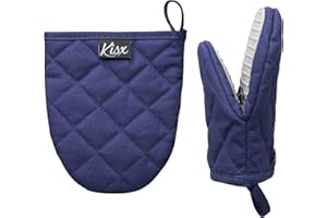 KISX Oven Mitts Heat Resistant – (Blue Color) Mini Oven Mitts, Silicone Gloves Heat Resistant, Kitchen Gloves for Cooking, Silicone Oven Mitts & Pot Holders Sets, Kitchen Pot Holders & Oven Mitts Sets