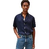 Tommy Hilfiger Mens Short Sleeve Casual Linen Button Down Shirts in Regular Fit