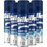 Gillette Series 3X Moisturizing Shave Gel, 6 Count, 7oz Each, Lubrication to Protect Against Irritation, Blue-White, 7 Ounce (Pack of 6)