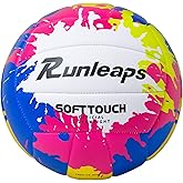 Runleaps Beach Volleyball Official Size 5 Soft Waterproof Volleyball Sand Sports PU Ball for Indoor, Outdoor, Pool, Gym, Training
