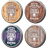 Viking Revolution - Beard Balm Variety Pack - Sandalwood, Pine & Cedar, Bay Rum, Clary Sage - Styles, Strengthens & Softens -