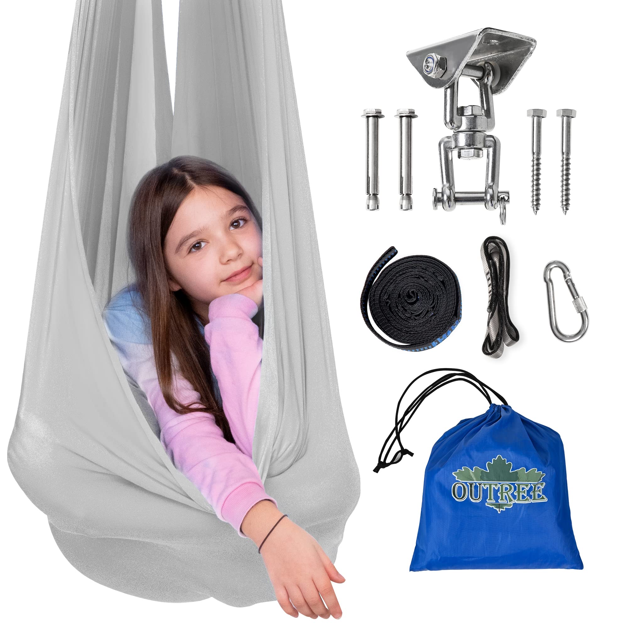 Double Layer Sensory Swing For Kids & Adults – 300lb Capacity, 360° Swivel, Indoor/Outdoor Therapy Hammock