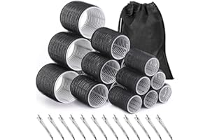 Rollers Hair Curlers 30Pcs Set with 3 Sizes (6 Large, 6 Medium, 6 Small) and 12 Clips, Storage Bag for Long, Medium, Short Ha