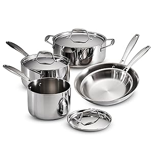 Tramontina 80116/247DS Gourmet 18/10 Stainless Steel Induction-Ready Tri-Ply Clad 8-Piece Cookware Set,
