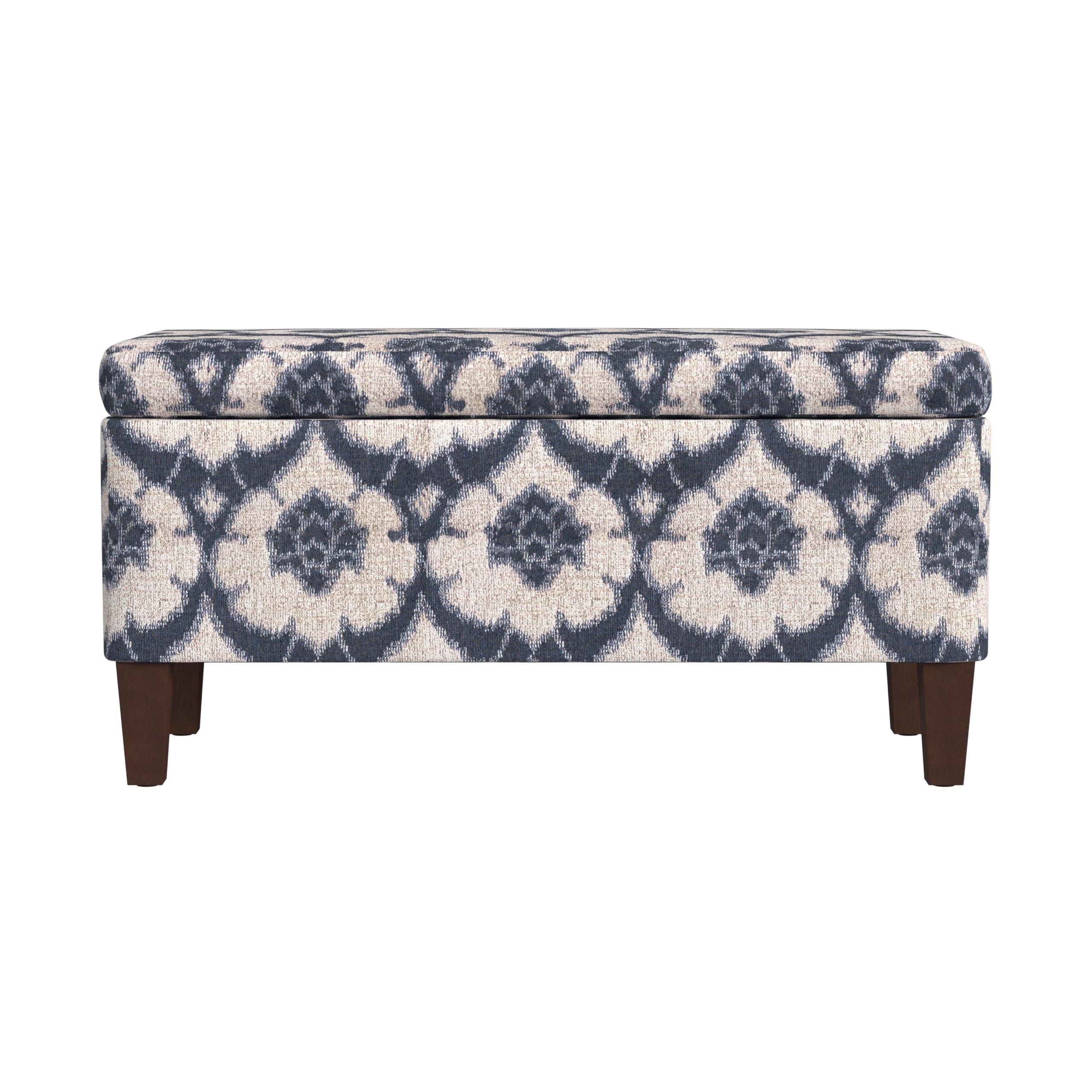 HomePop Large Decorative Storage Bench - Blue Medallion Print Image