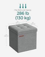 SONGMICS Storage Ottoman Foldable Foot Stool 30x30 cm Light Grey LSF028G52 view 5