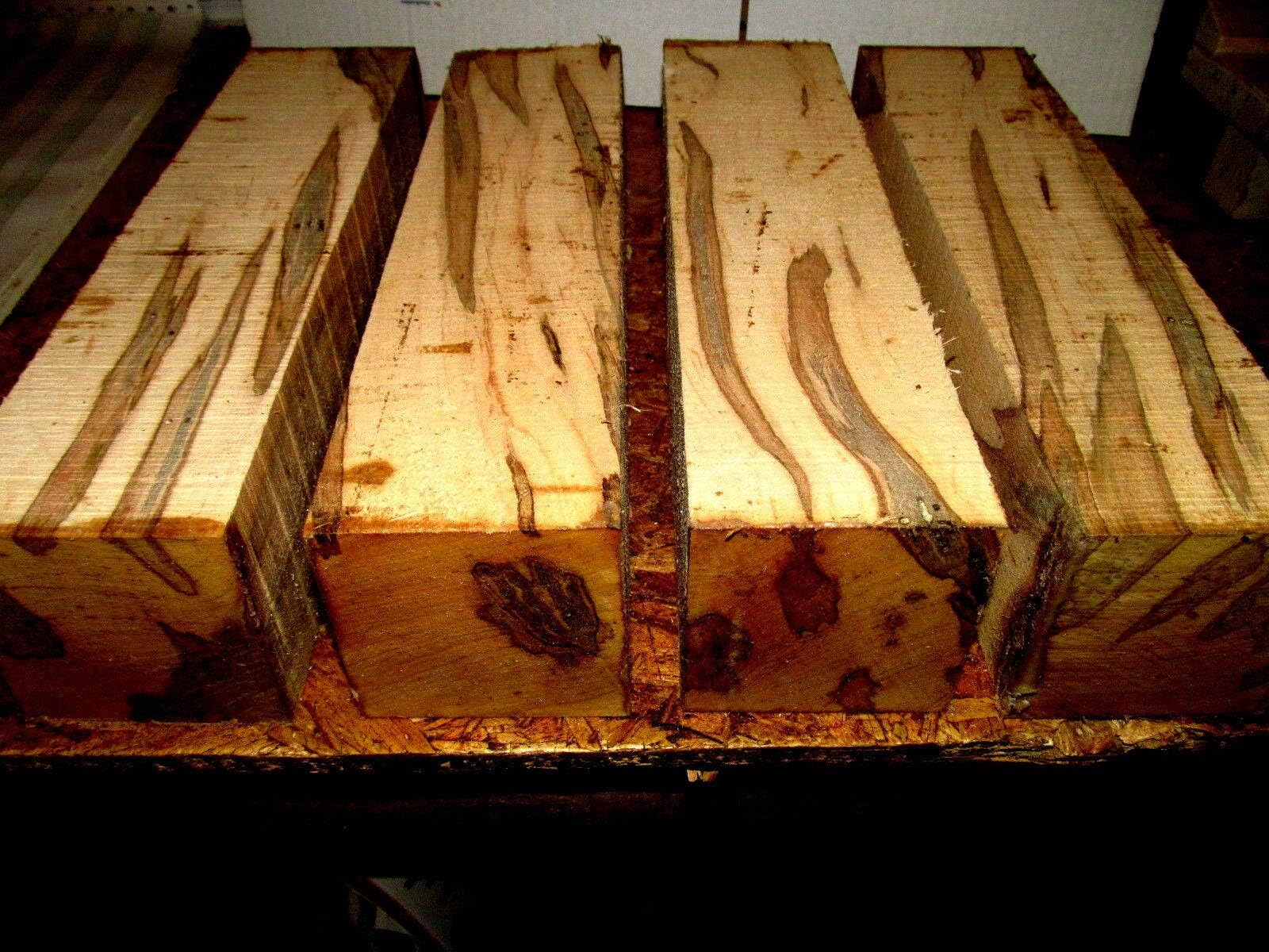 Ambrosia Maple Lathe Turning Exotic Wood Bowl Blanks Blocks, 4" X 4" X 11", Set of 2