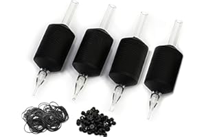 BEZTAT 25mm (1" Inch) Ultra Premium Clear Disposable Tubes w/Black Soft Silicone Grip- 25 Pack, Round Tip (7RT)