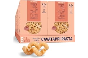 Three Farm Daughters High Fiber Pasta Cavatappi Pack, Low GI, Non GMO Cavatappi Pasta Noodles, Low Net Carb, Made in the USA, 12 oz. (8 Pack)