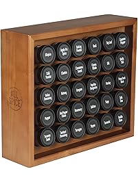 AllSpice Wooden Spice Rack, Includes 30 4oz Jars- Cherry