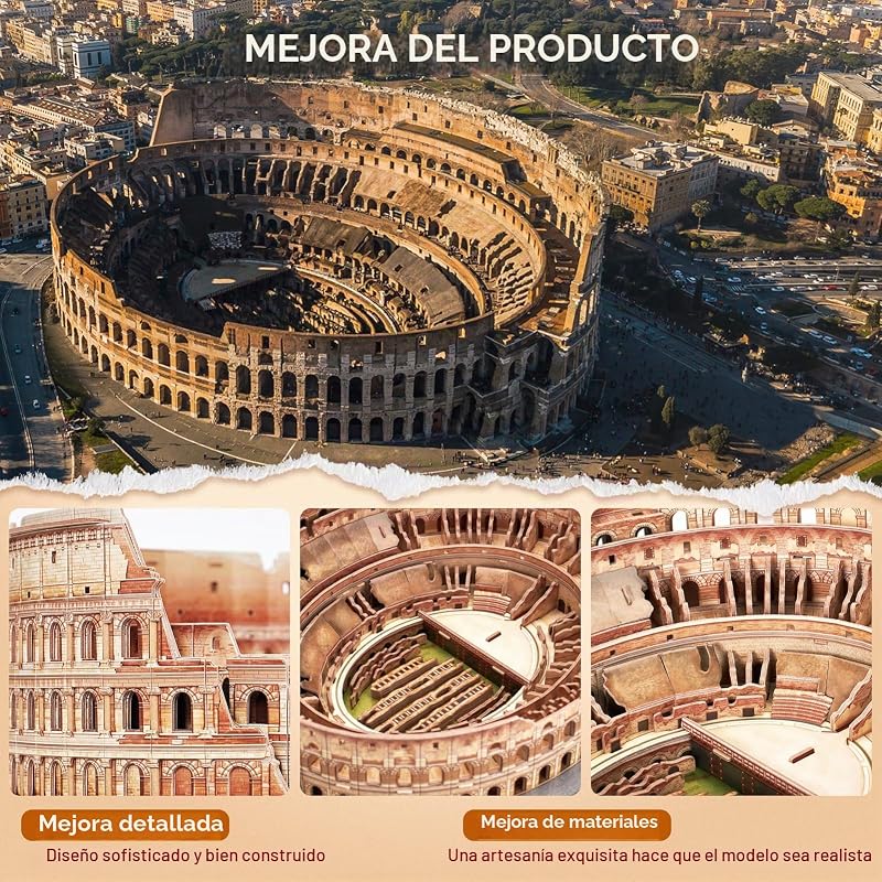 Puzzle 3D Coliseo Roma, Maquetas de Edificio 163 Piezas
