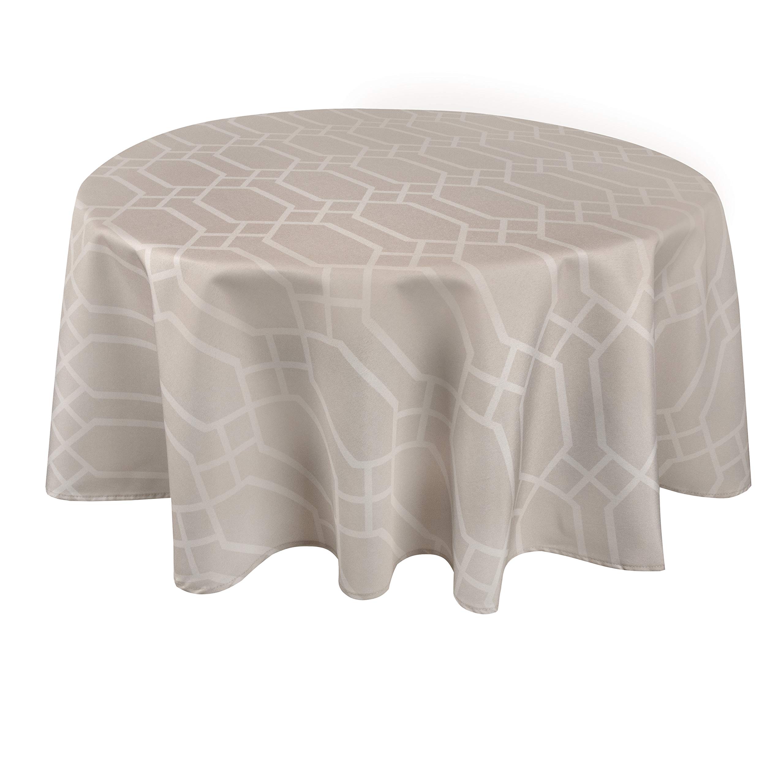 Valia Home® Tablecloth with Teflon coating for indoor & outdoor use in 3 designs | Tablecloth washable is water & dirt repellent thanks to reliable lotus effect | round 140 cm beige — image 1