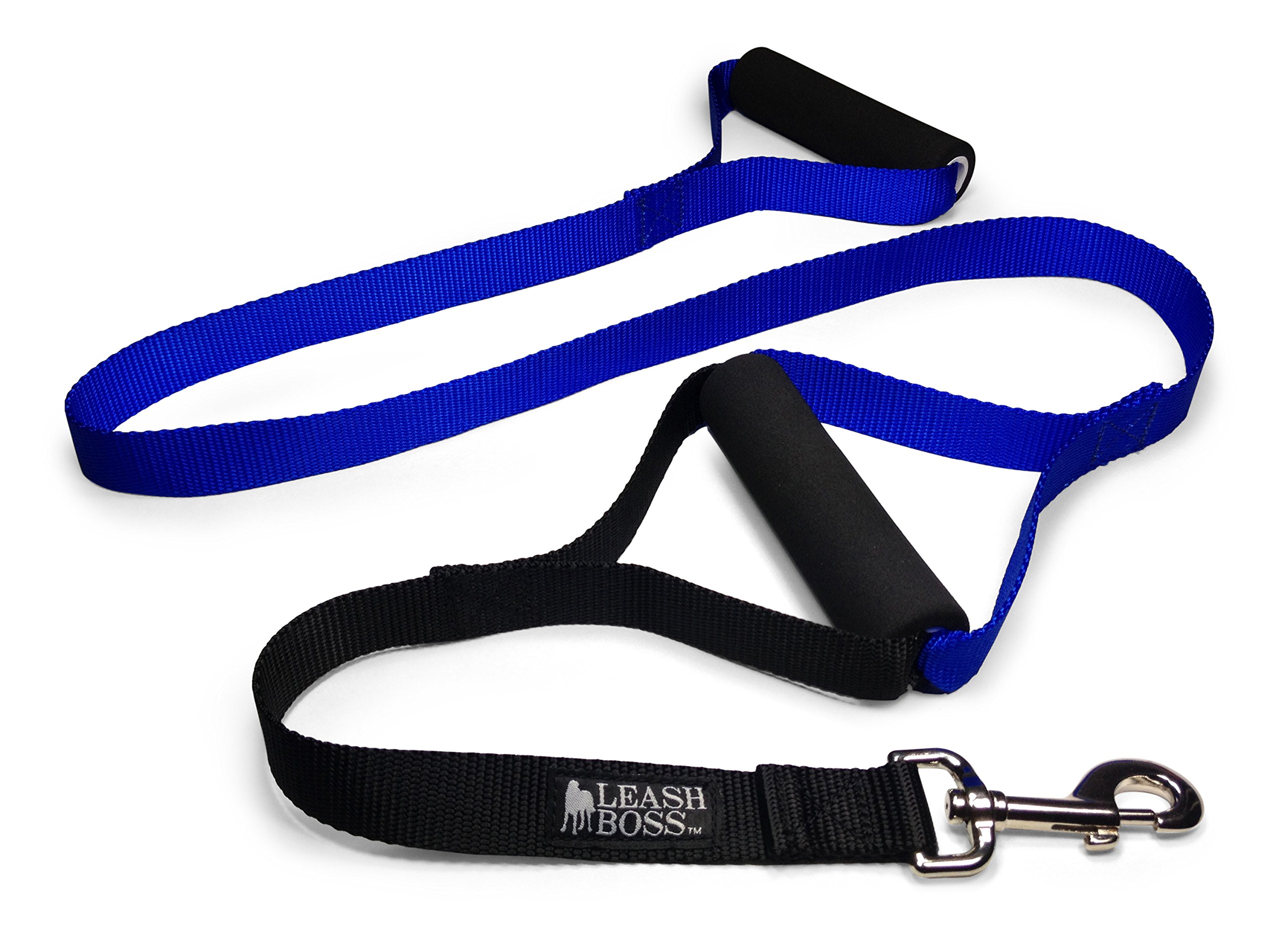 Leashboss Original - Heavy Duty Dog Leash for Large Dogs - No Pull Double Handle Training Lead for Walking Big Dogs - Dog Leashes with Padded Handle for Control and Safety (Blue)