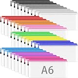Smarpau A6 Mesh Document Bag 36Pcs Clear Pencil Case Zipper Bags 12 Colors