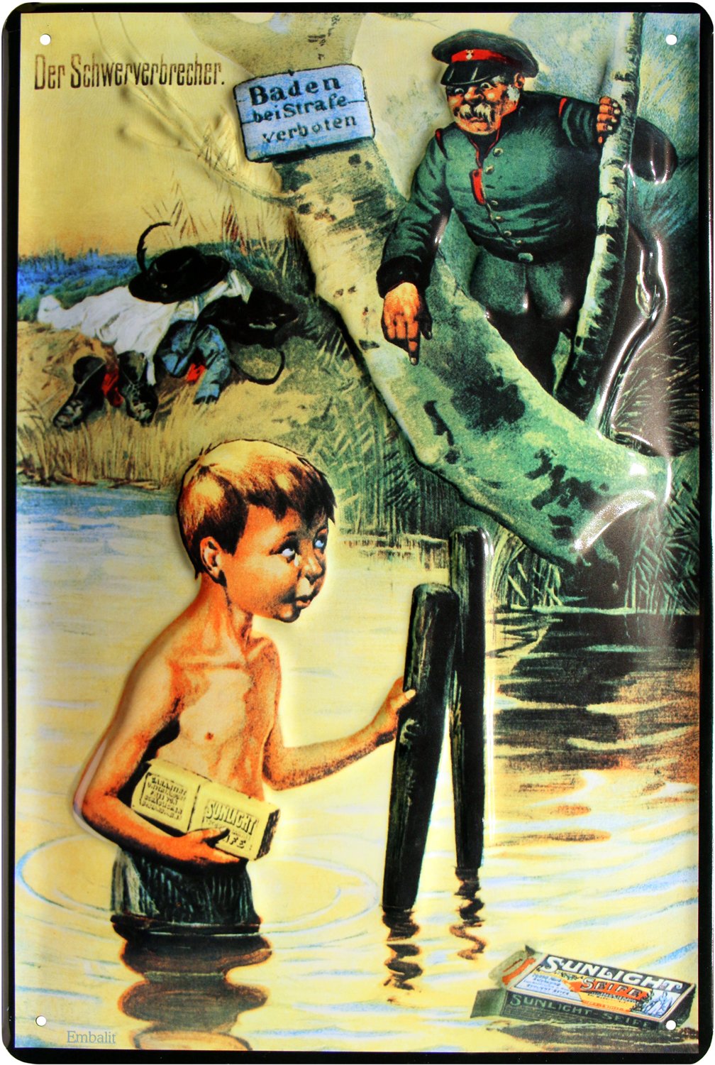 1908 Sunlight Soap Fun Retro Design 20 x 30 cm Embossed Tin Sign