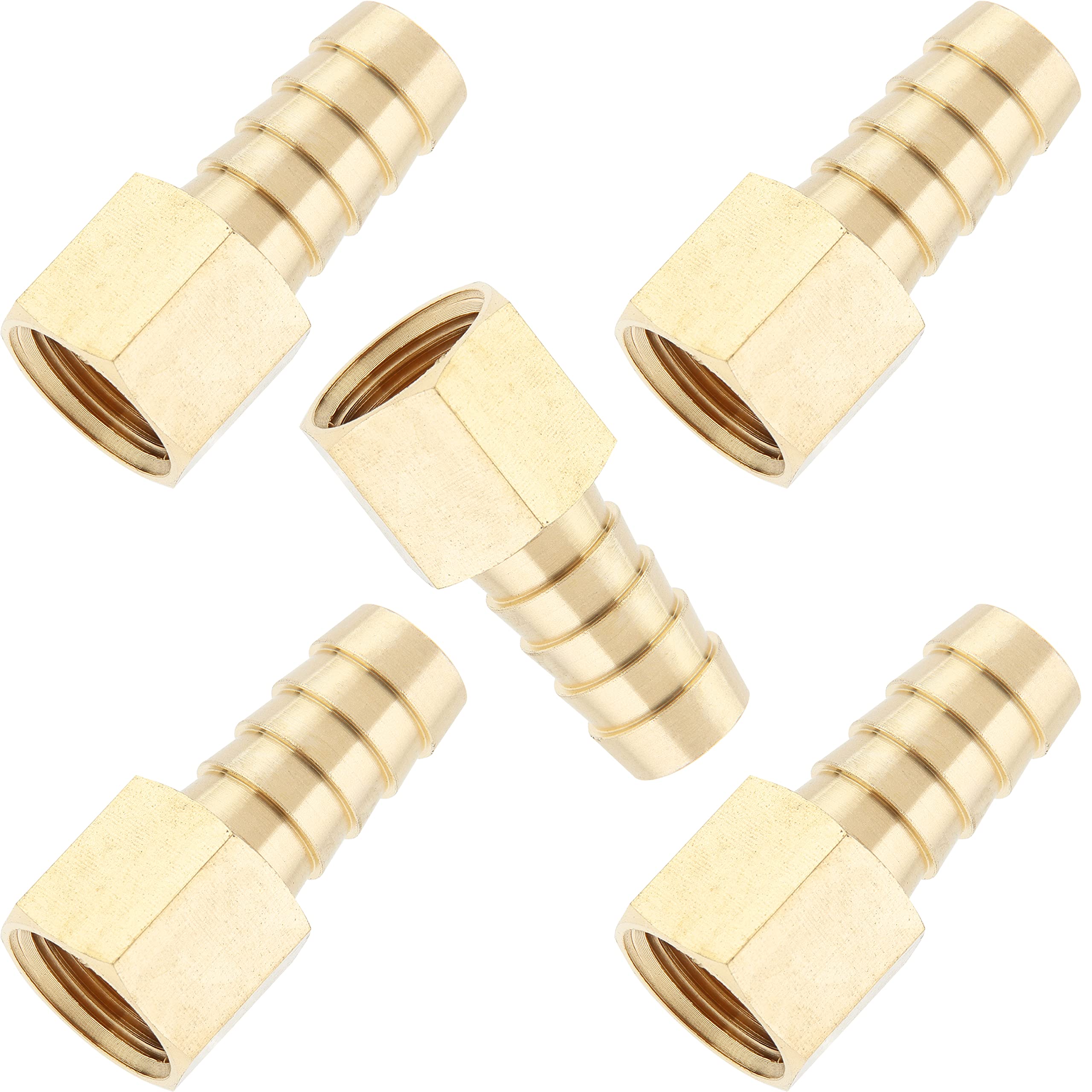LTWFITTING Brass BSP Fitting Coupler/Adapter 3/8-Inch Female BSPP x 12mm Hose Barb(Pack of 5)