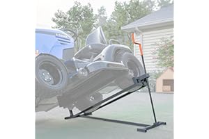 DETALLEGO Ride on Lawn Mower Jack Lift, Telescopic Maintenance Jack for Lawn Mowers and Garden Tractors, Weight Capacity 880 Lbs, Lawn Mower Lift with Crank Handle & Power Tool Handle, Easy to Use (Grey)