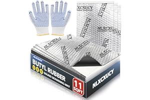 NLXCXUCY 10 Pcs 80mil (2mm) 11 sqft(1 sqm) Car Sound Deadening Mat,Butyl Automotive Sound Deadener,Noise Insulation and Vibration Dampening Material with Silicone Bumps Gloves