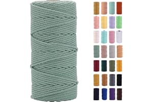 MAOQIAN Bluish Green Macrame Cord 3mm x 109Yards,Colored Cotton Rope Colorful Cotton Cord Soft Craft Cord Twine for Wall Hanging Plant Hangers Crafts Decorative Projects
