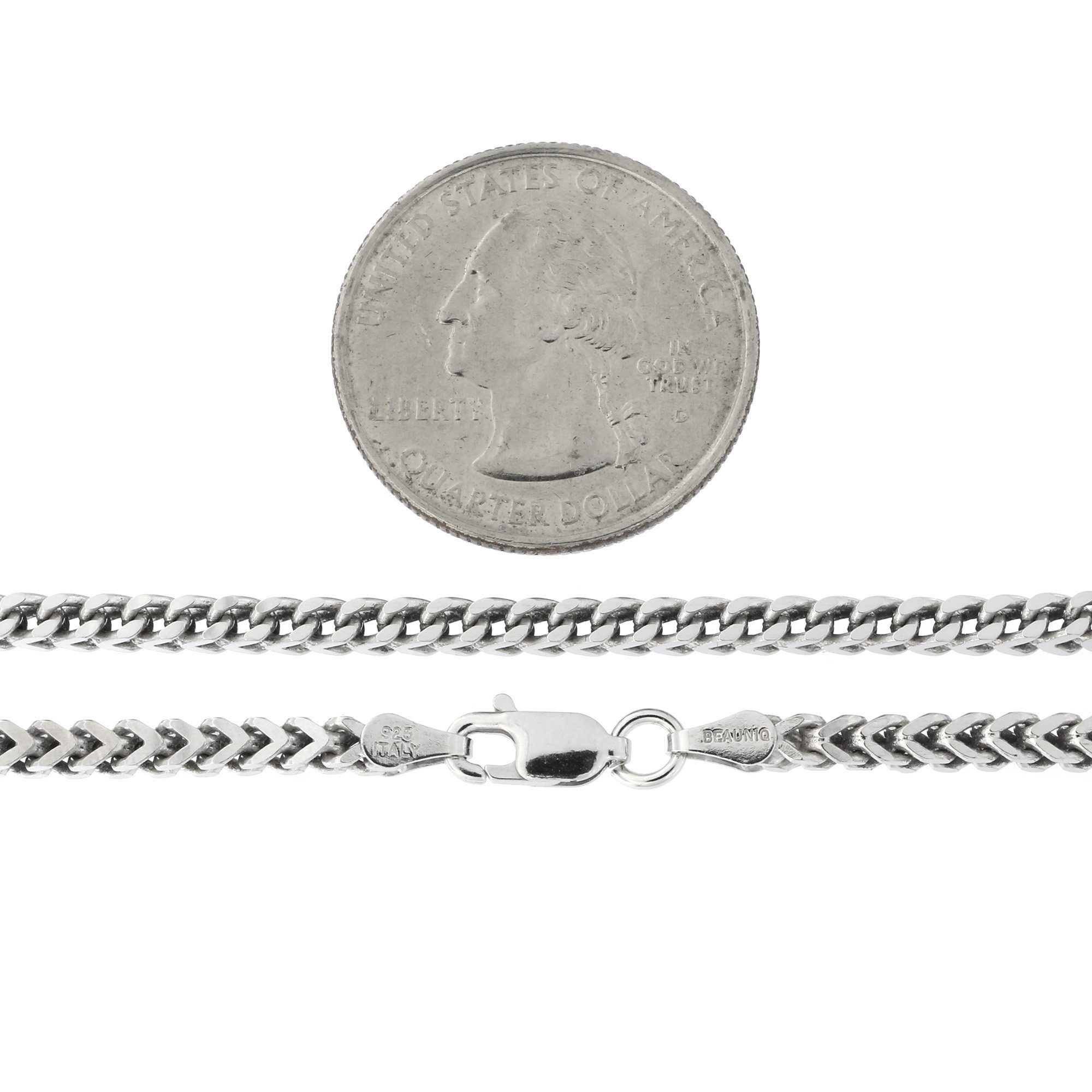 Men's Solid Sterling Silver Rhodium Plated 2.60 Millimeters Heavy