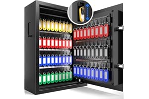 XDeer 71 Keys Key Lock Box Wall Mount with Advanced Anti-Theft Deposit Key Slot & LED Light, Key Cabinet with Combo and Key Lock, Key Safe for Hotels & Office & Companies & Car Dealerships