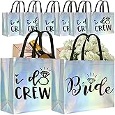 CUTERUI GIFTED 8 Pieces Iridescent I Do Crew and Bride Non-Woven Gift Bags for Bridesmaid, Bridal Party, Bachelorette Favors, Wedding Party Gifts