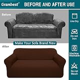 Granbest 2 Seater Sofa Cover Chocolate 85/15% Stretch Non Slip Jacquard view 5