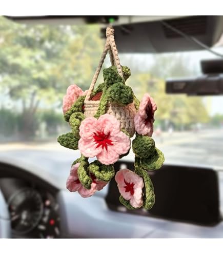 あみぐるみ　コロコロ可愛いグリーントラちゃんのお花ポシェットでお出かけストラップ Amazon.com: 96CRVFT Cute Crochet Cherry Blossom Hanging Plant for
