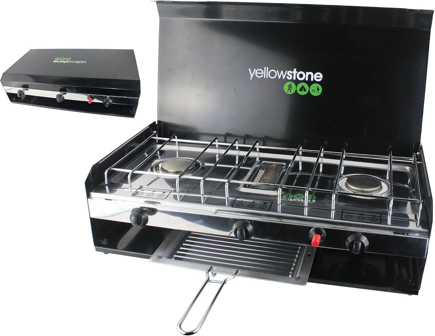 Yellow Stone YELLOWSTONE DOUBLE BURNER WITH GRILL AND LID