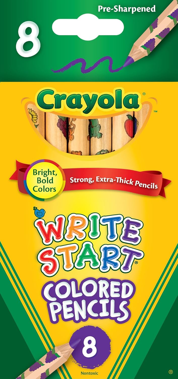 Crayola Write Start Colored Pencils, Classic Colors, 8 Count, Assorted (CYO684108): Toys & Games