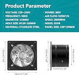 HG Power 150mm Exhaust Fan 525m³/h Stainless Steel Backdraft Damper view 3