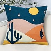 JASEN Abstract Boho Pillow Covers 18x18,Soft Mid Century Geometric Cactus Decorative Throw Pillows for Couch Bed Sofa Bedroom(Only 1 Pillow Cover) (Cactus, 18" x 18")