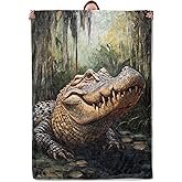 Mounidso Alligator Blanket, Alligator Themed Flannel Blanket Gifts for Women, Soft Warm Lightweight Blankets for Living Room Home Travel Decor 50" x 60"