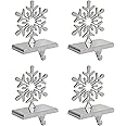 Iconikal Snowflake Stocking Holder, Chrome, 4-Pack